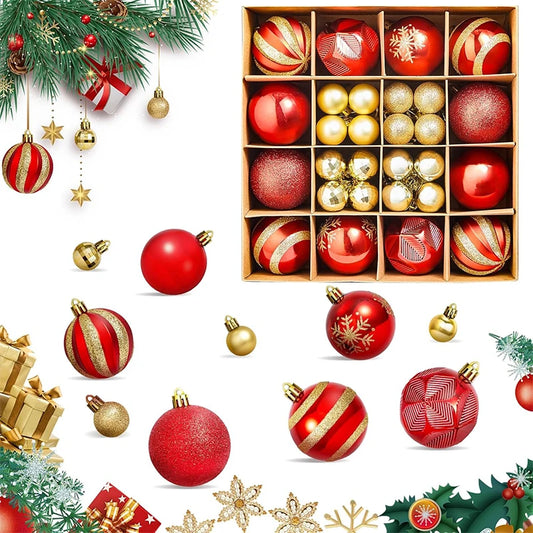 Choice Bruchsichere Weihnachtskugeln - 44 Stück, Größe 3–6 cm, Kunststoff