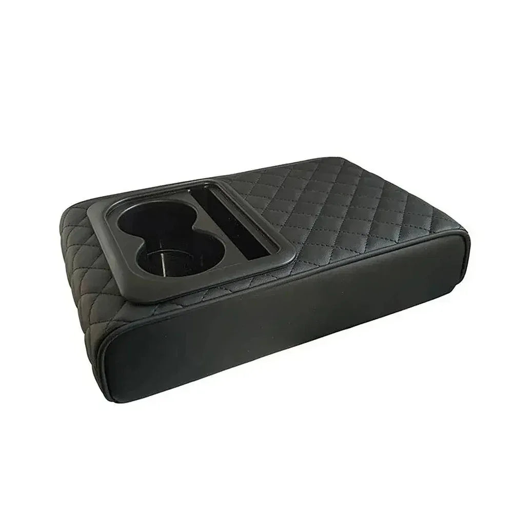 Car Armrest Box Cushion, Auto Center Console Armrest Cushion With 2 Cup Holder PU Leather Armrest Pad Portable Car Amrest Pillow - Golden Bridge Store