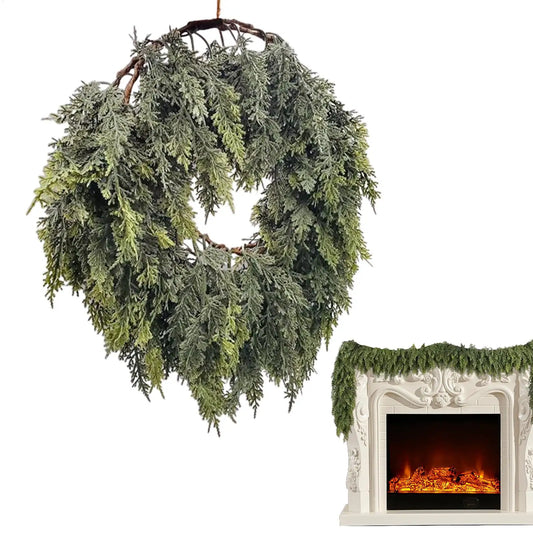 180 cm künstliche Weihnachtsgirlande aus Zedernholz, grüne Dekoration für Kamin, Treppen, Fenster, Tür, Urlaub, Party, Zuhause, Festival, Dekoration