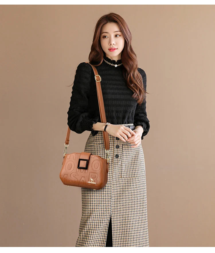 Fashion Women's Square Buckle Crossbody Bag Casual Shoulder Crossbody Bags Ladies Luxury Designer Large Capacity Travel Handbag