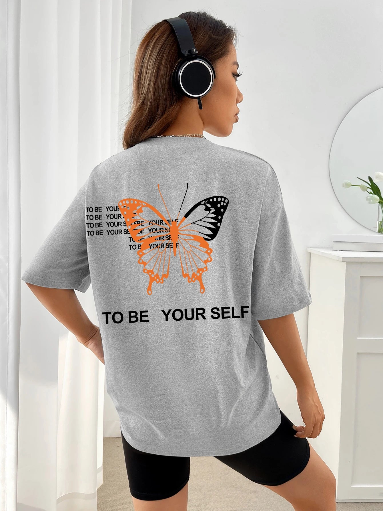 To Be Yourself Letter T-Shirts Women Street Funny Tshirt O-Neck Breathable Cotton Clothing Summer Fashion Casual T Shirt Female