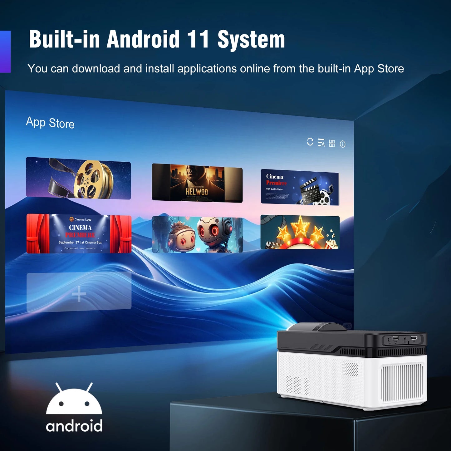 Magcubic Ultra Short Throw HY450 Projektor Mit Auto Offset 8K 4K 1080P 900ANSI BT5.4 Elektronisch Focus WiFi6 AllwinnerH716 Voice