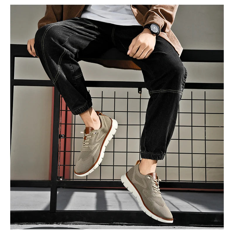 New Men's Sneakers Light Breathable Casual Flat Shoes Outdoor Fashion Comfortable Dress Shoes Anti-Slip Sports Walking Shoes