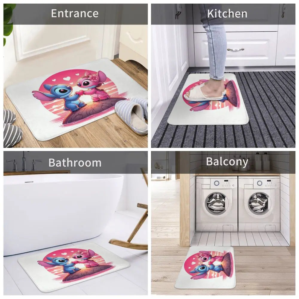 Custom Cartoon Stitch Floor Door Kitchen Bathroom Mat Anti-Slip Outdoor Doormat Bedroom Balcony Entrance Rug Carpet Footpad