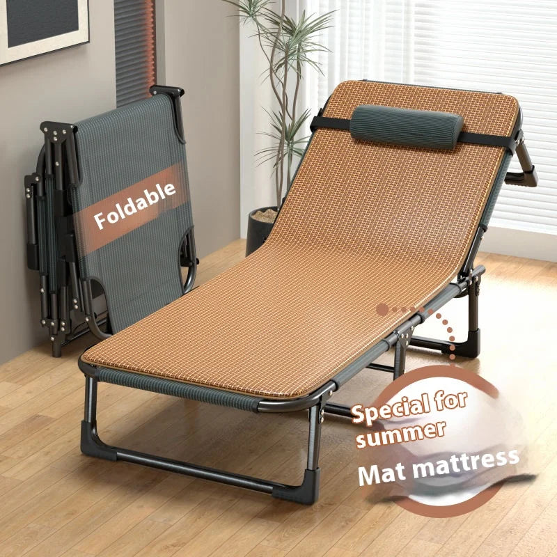 GIANXI Summer Rollaway Bed Outdoor Recliner Cool Pad Adjustable Bed Adult Lightweight Portable Camping Bed Easy Storage Crib