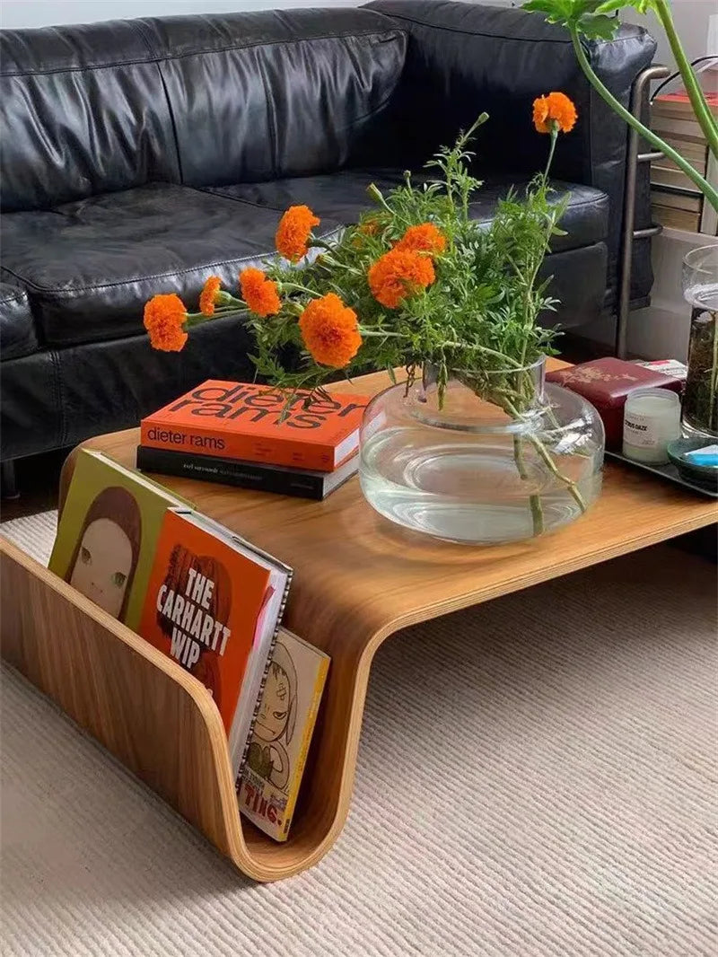 Massivholz Kaffeetisch 2025 - Modern Bentwood Zimmer Schreibtische Tragbar - Niedrig Zentrum Tee Tisch Wohnzimmer Möbel Seite Aufbewahrung Design