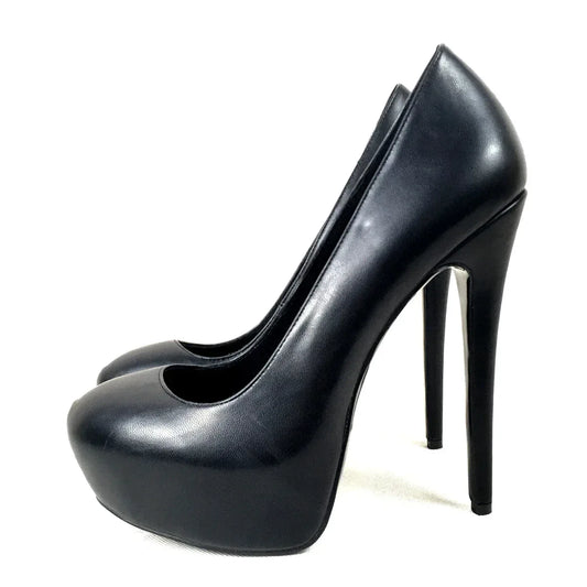 Elegant Women's Shoes Round toe High Heels Pumps Platform Ladies Party Evening Dress Shoe In Black PU & White Patent Customized - Golden Bridge Store