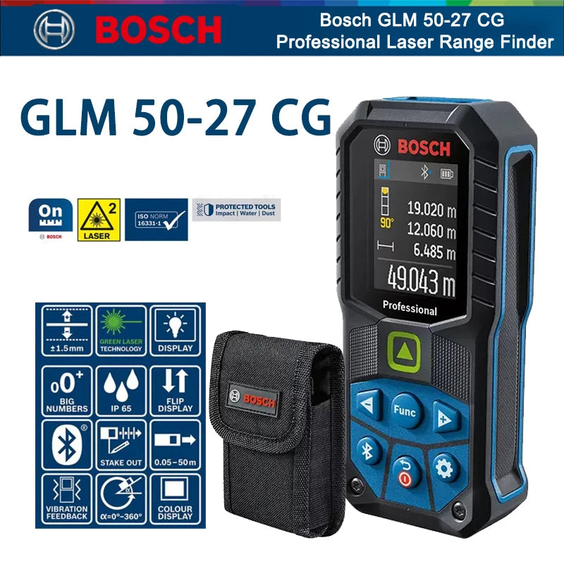 Bosch GLM 50-27 CG Professional Laser Entfernungsmesser 2025 - 50M Elektronisch Messwerkzeuge - Bluetooth App Fernsteuerung Farbiges Display