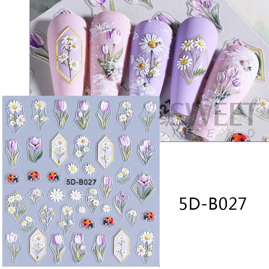 SWEET TREND 5D Relief Nagelsticker - Texturiert 24 Stück