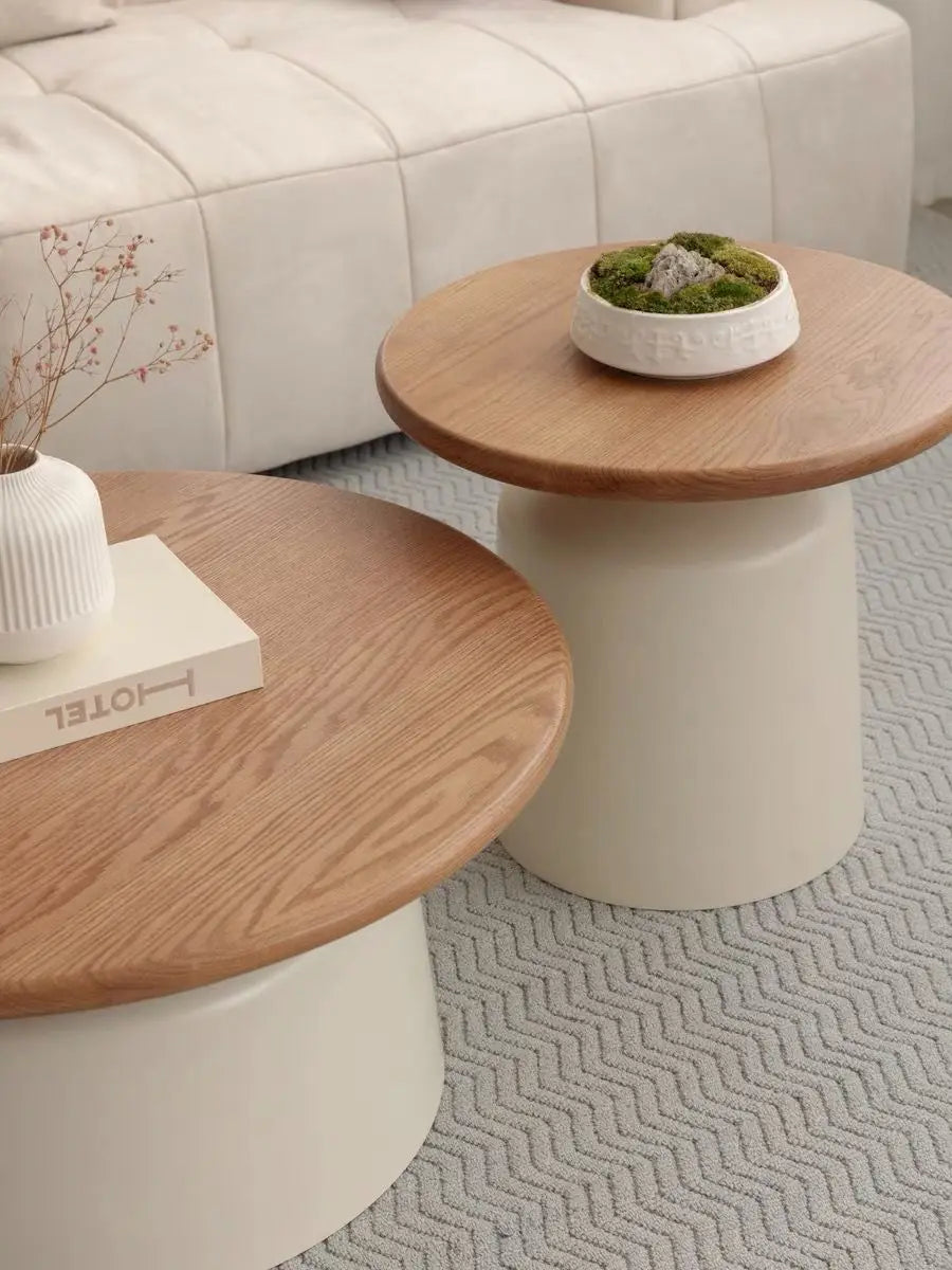 Creamy Wind Apartment Coffee Table Living Room Household Small Apartment Simplicity Iron Round Homestay Coffee Table Furniture