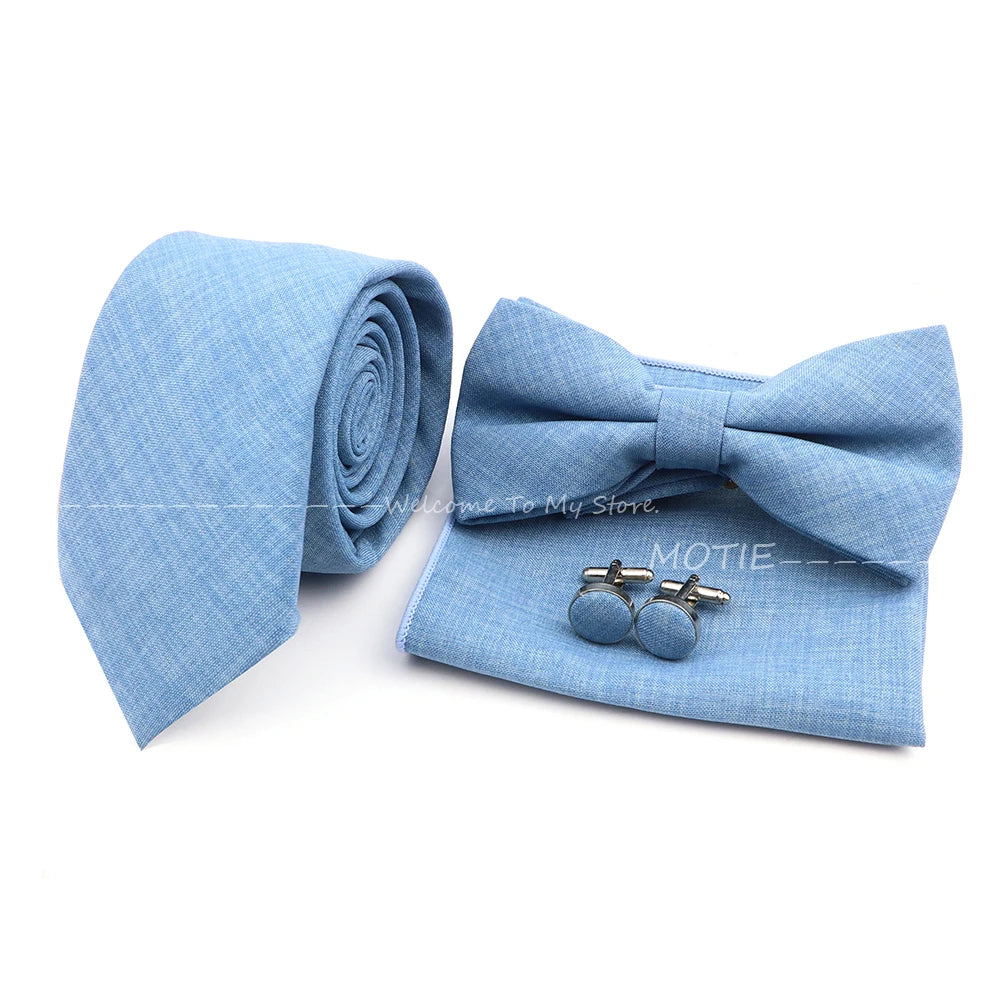 Neues Design 27-farbiger Männer-Accessories-Set: Klassische Baumwoll-Taschentuch, Manschettenknöpfe, Fliege für Hochzeit, Party, Geschenke