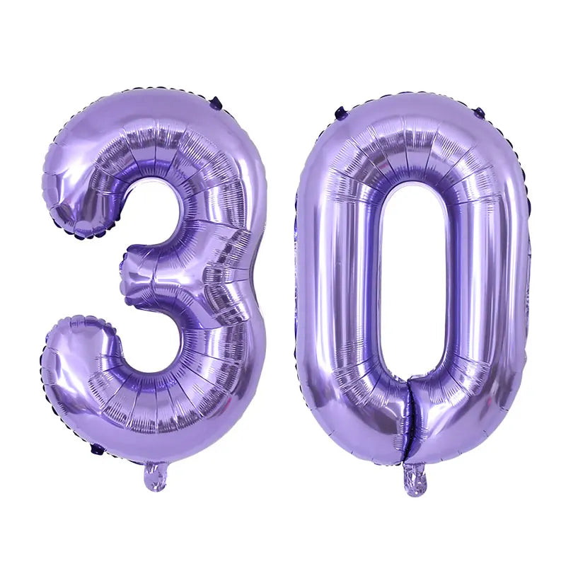 Purple Number Balloons 32 Inch Foil Balloon Adult Kids Birthday Anniversary Decoration Party Gold 0 1 2 3 4 5 6 7 8 9 Balloon