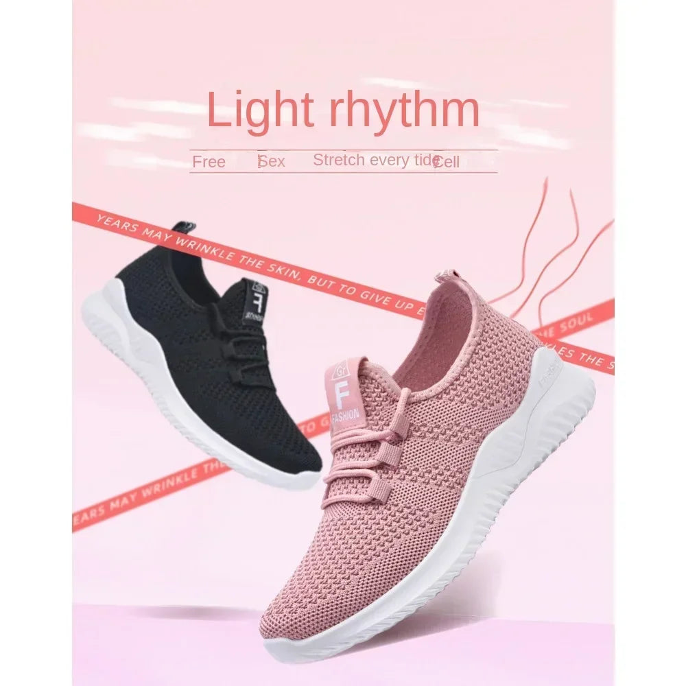 Shoes for women 2025 new casual fashion running shoes flying woven breathable women's shoes soft sole trend sneakers women