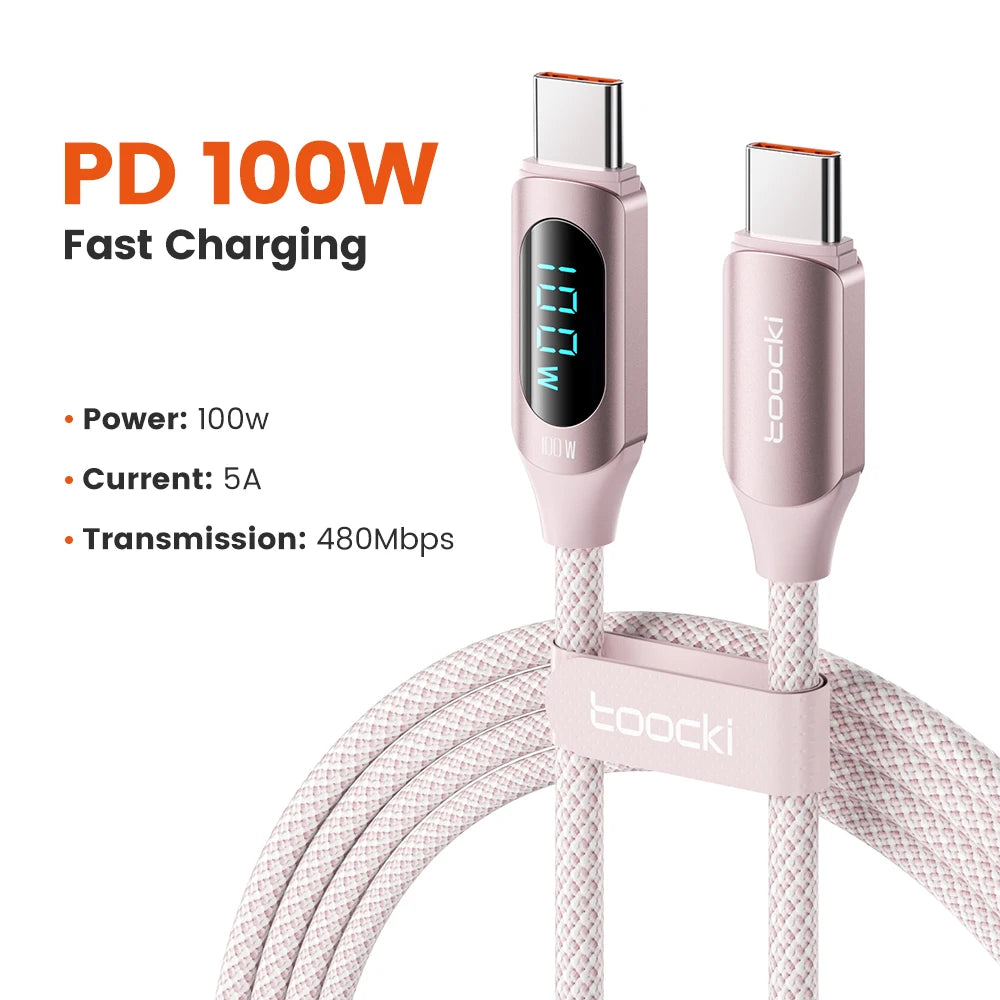 Toocki Typ-C Kabel PD 100W - 5A, USB-C zu USB-C Display