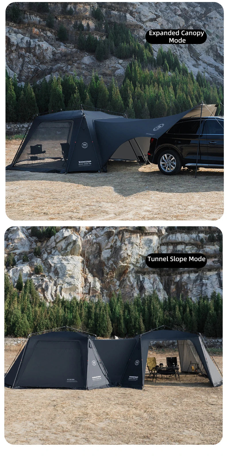 ShineTrip05 Series Oversized Quick Build Waterproof Silver Coated Canopy Sunproof Camping Auto Dome
