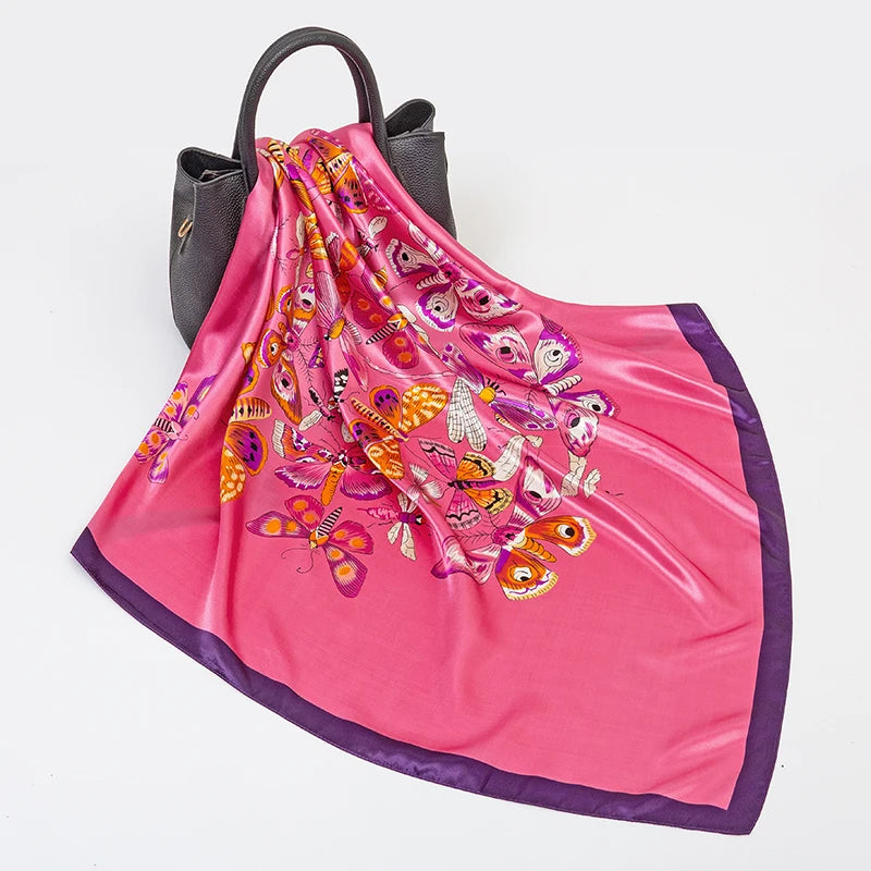 SENAIFE Satin-Schal Elegant - 90x90cm Polyester Leicht