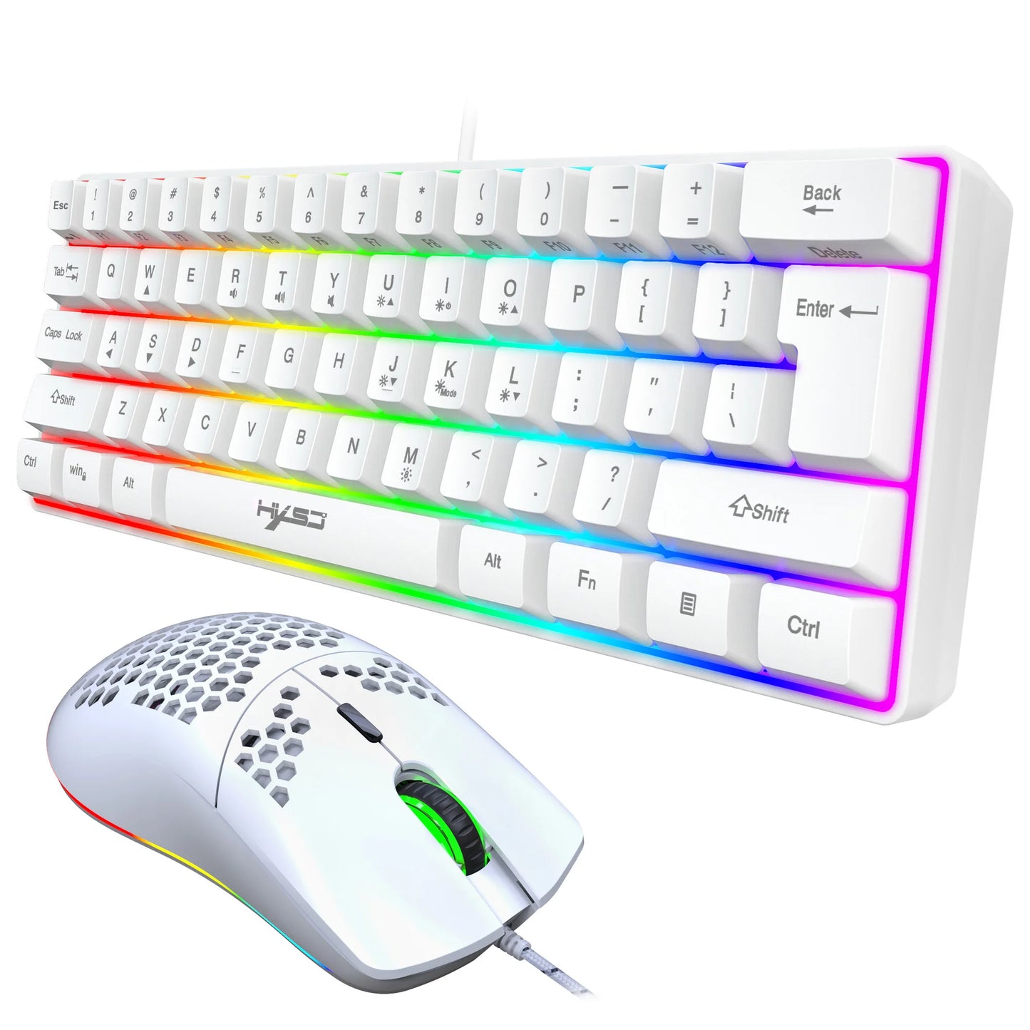 Gaming-Set 2025: HXSJ 61 Keys V700 RGB Luminous - Mechanical Feel Keyboard Mouse Combos Collection