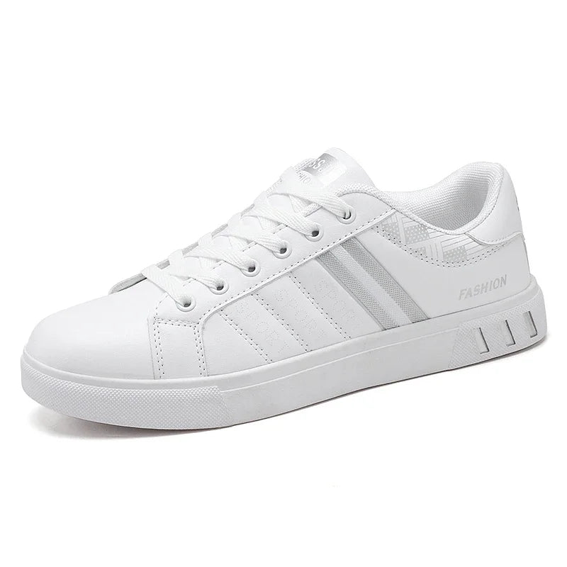 Men's Sneakers Breathable Mens Flat WhiteTennis Shoes Skateboard Shoes Casual Sports Shoes for Men Lightweight PU Leather