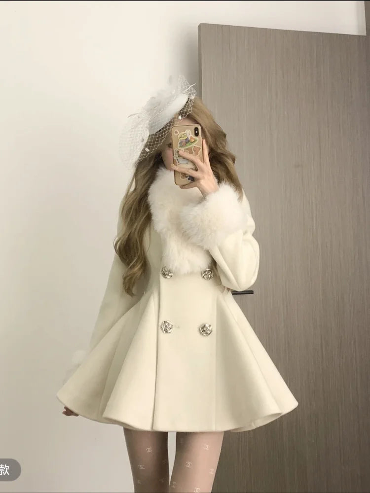 Palton de lână, cald, pentru femei - Lână, gros, S-XL