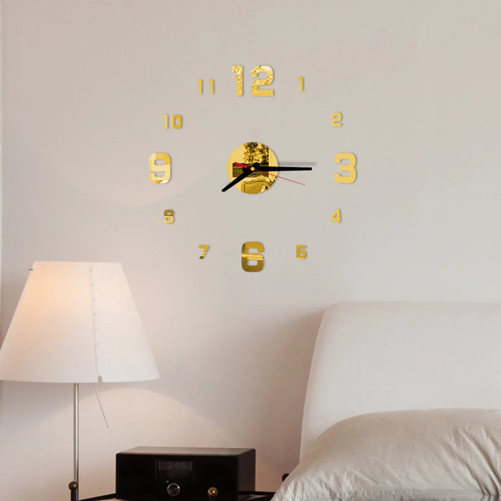 Modern Design Wall Clock 3D DIY Silent Wall Clocks Acrylic Mirror Stickers for Bedroom Bedside Clock Easy Install