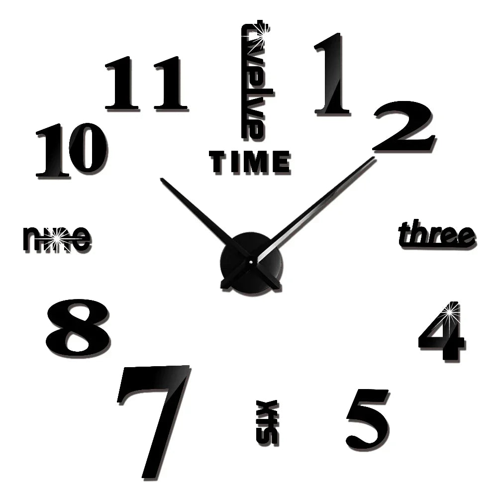Large 3D Digital Wall Clock Acrylic European Creative Numerals Design Mirror Wall Sticker Clock DIY Self Adhesive Home Decor