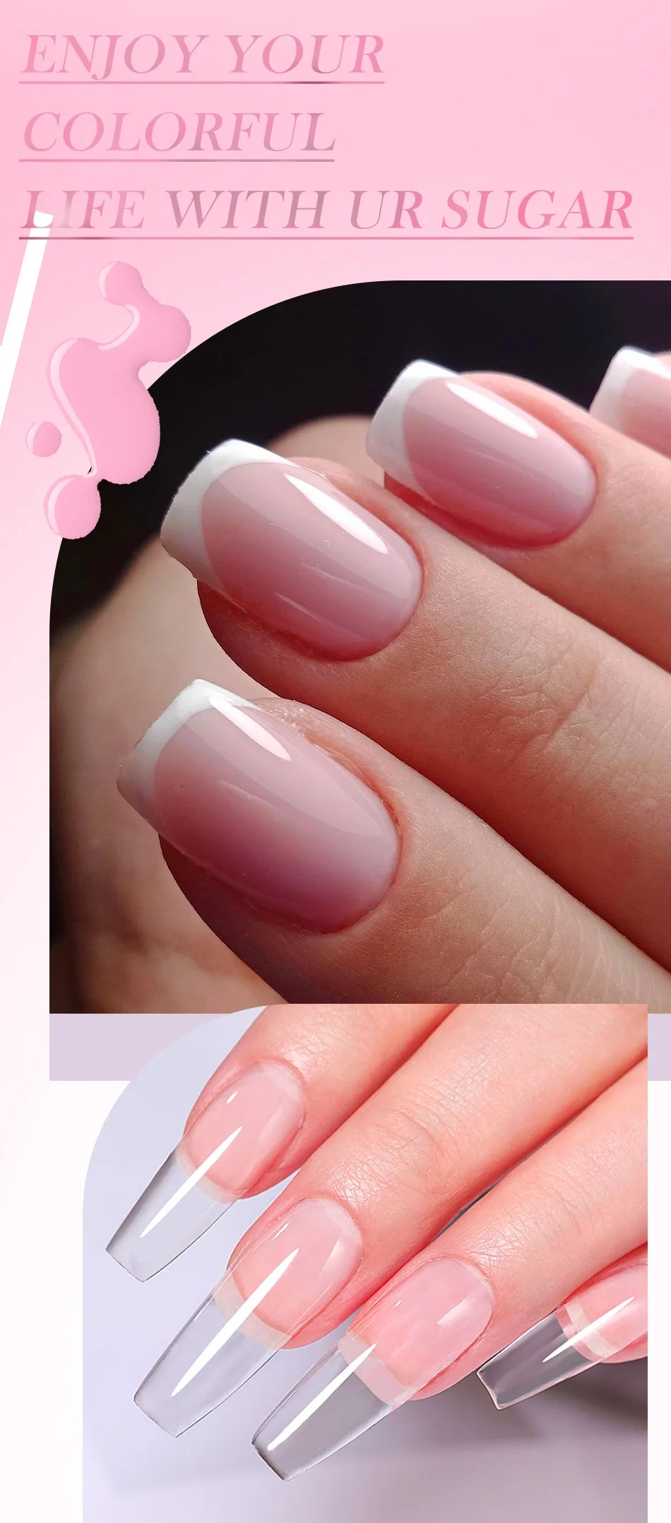 UR SUGAR 150g Transparent Nagel Extension Gel Gelee Weiß Licht Rosa Acryl Französisch Nagel Kunst UV LED Gel Semi Permanent Maniküre