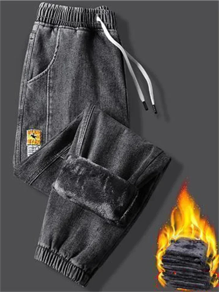 Herren-Jeans 2025: Winter-Fleece Thermal-Denim - Streetwear Collection - Golden Bridge Store