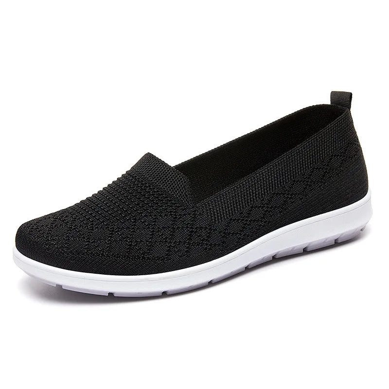 Breathable Knit Slip On Sneakers for Women Spring Summer Non Slip Casual Walking Shoes Woman Solid Color Comfort Flats Footwear