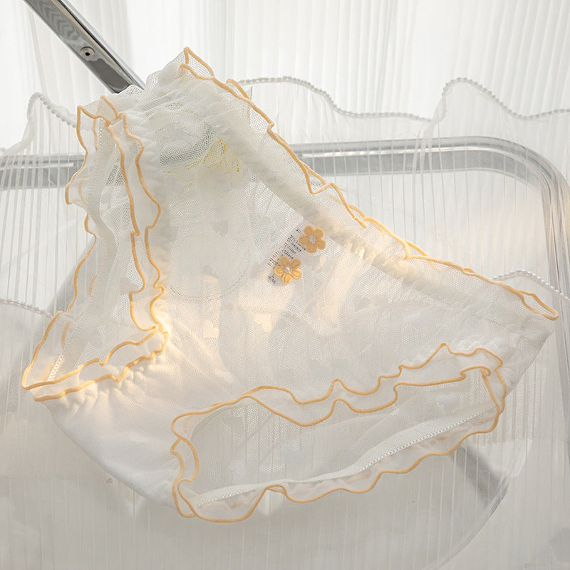 L-XL Women's Underwear Panty elegant Lace Panties Girls' Flower Comfort Briefs Middle Waist Seamless Underpants Female Lingerie