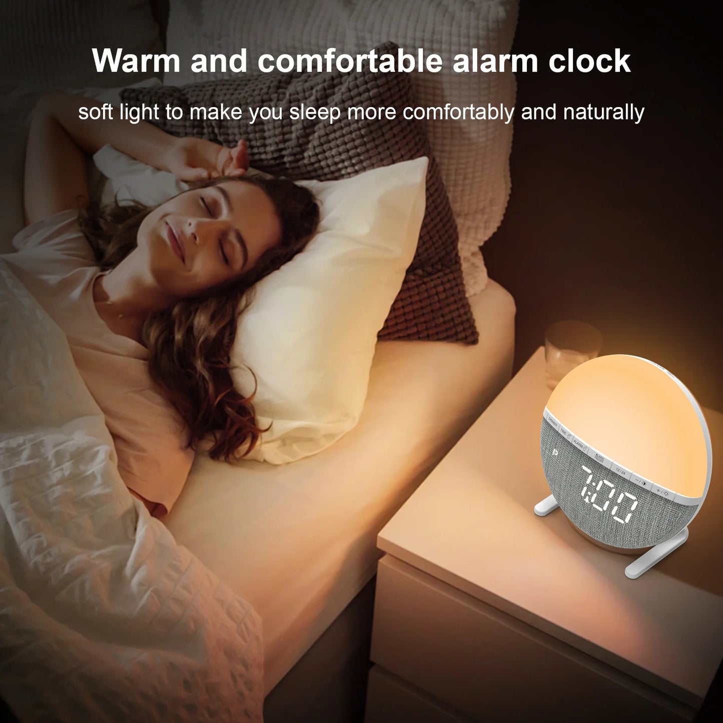 Sunrise Alarm Clock Wake Up Light Clock Night Light Sunrise Sunset Simulation Digital Clock Desk Clocks