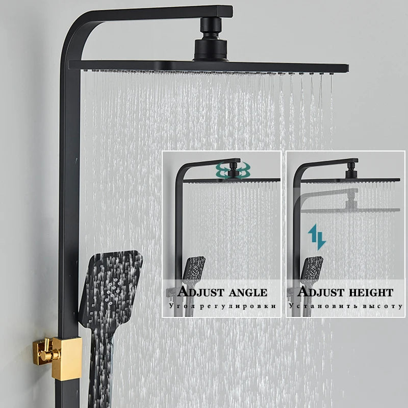 AquaTec Duscharmatur Digital - 4 Funktionen Thermostat 120cm
