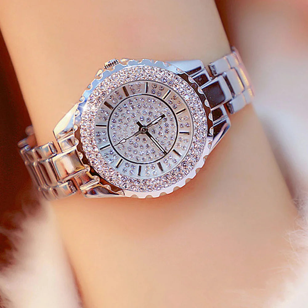 Damen Uhren Gold Uhr - Damen Armbanduhren Luxus Marke Strass - Damen Armband Uhren Weiblich