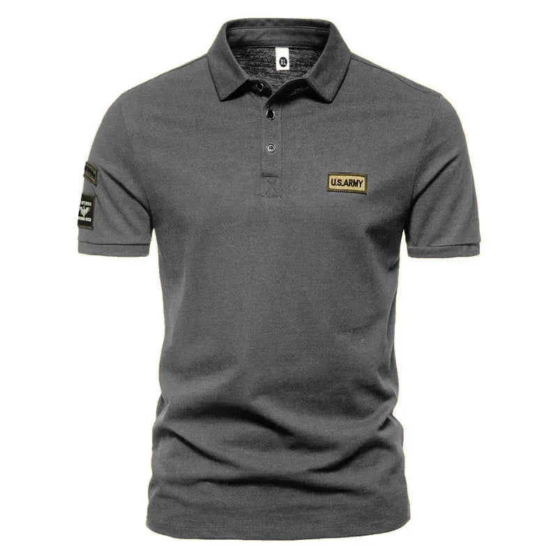 New Men Short Sleeve Tshirts Summer Breathable Embroidered Polo Shirt for Men Lightweight Solid Color Large Tops - Golden Bridge Store