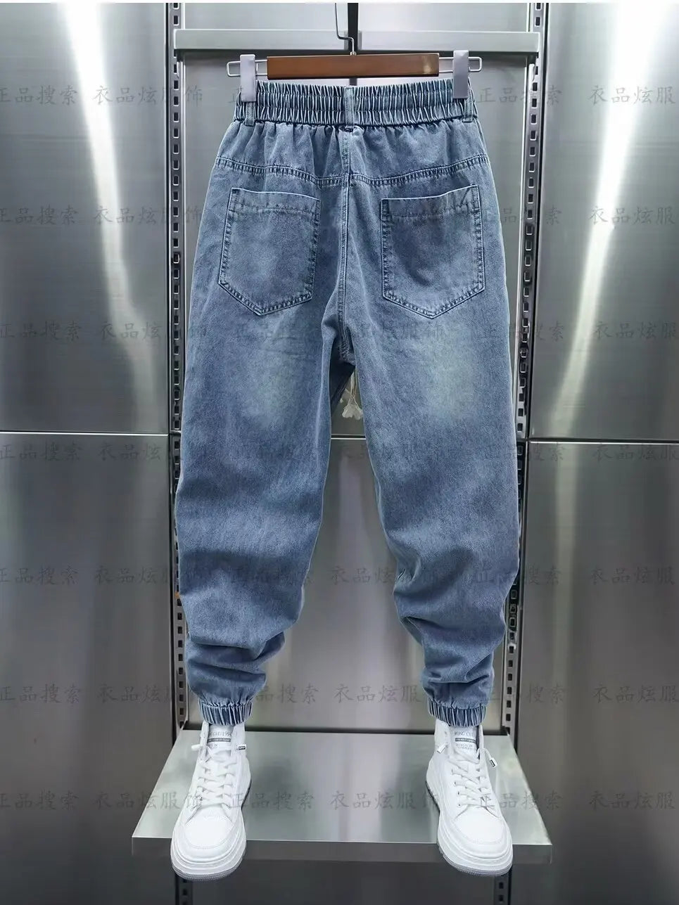 Men's Jeans Fashion Casual Jogger Harem Denim Pants Hip Hop elastic waist Letter printing jeans Male Trousers 2024 spring new