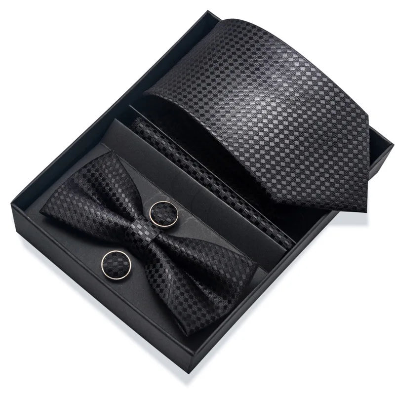 Men's Tie Pin cuff square bow Tie with pocket square cufflinks Set Paisley Men's Business Wedding Suit Accessories 6-piece set