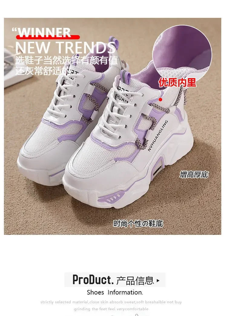 Sneakers Women Sports Shoes Platform Mesh Breathable Vulcanized Shoe Wedge Casual Comfort Woman Summer Zapatos Mujer2024