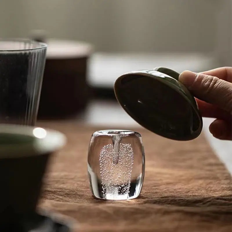 Glass Lid Teapot Lid Holder Kung Fu Tea Set Accessories Crystal Glass Decoration Japanese Zen Tea Ceremony Incense Stick