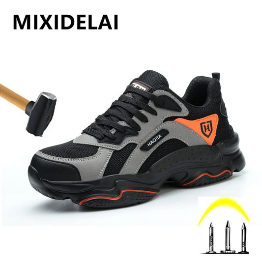 Pantofi de lucru pentru bărbați, pantofi de siguranță anti-șoc, anti-punctură, pantofi indestructibili, respirabili, confortabili, cu vârf de oțel, pantofi de protecție