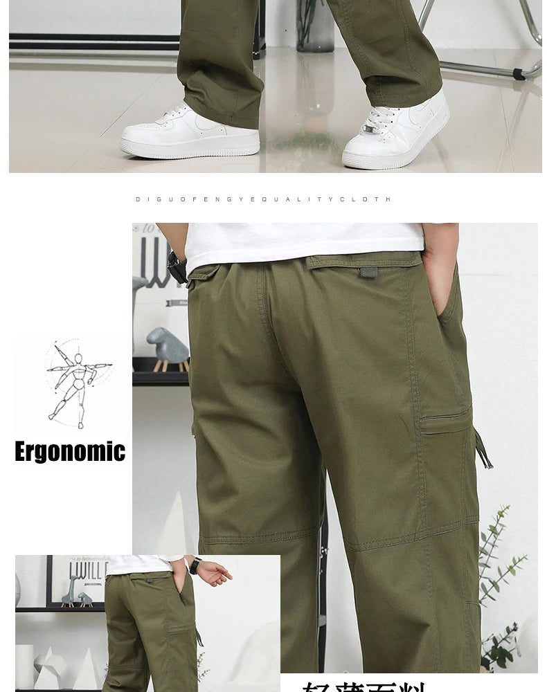 IPPOLICH Loose Fit Trousers Youth Workwear Pants New Cargo Pants Men's Loose Straight Oversize Clothing Men Casual Street Pants
