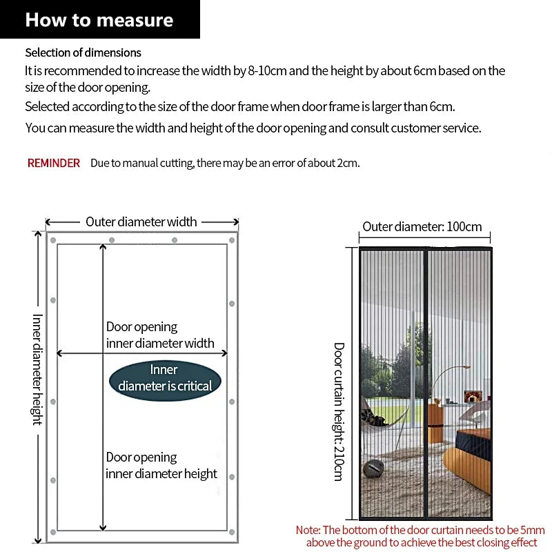 Magnetic Mosquito Net Screen Door Curtain Anti-Mosquito Net Fly Insect Screen Mesh Automatic Closing 5 Size Easy Installation