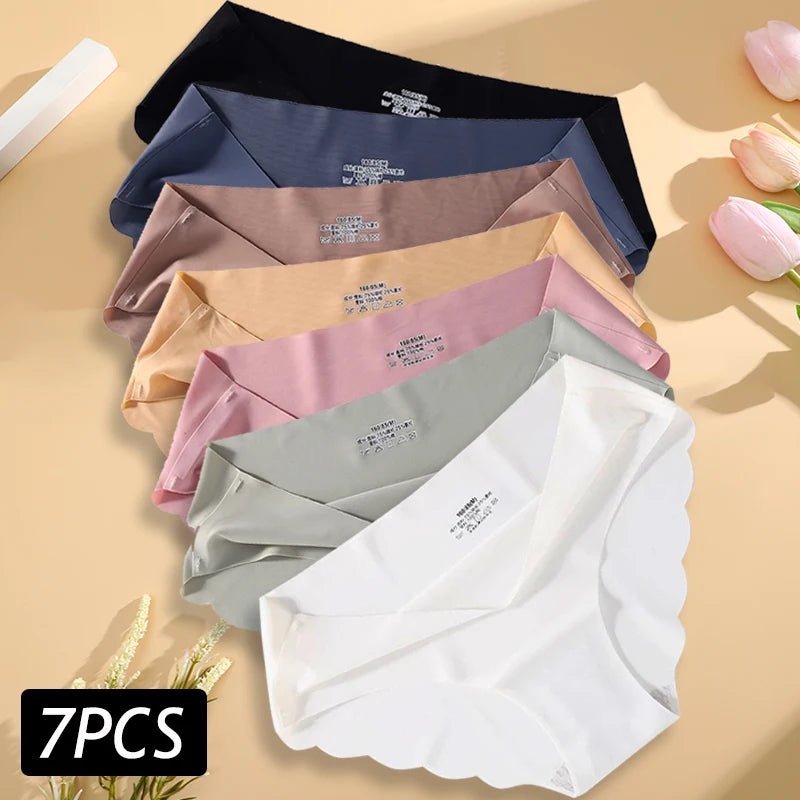 Damen Unterwäsche Set 2025 - 7PCS/Set Seamless Silk Briefs elegant Panties Comfortable