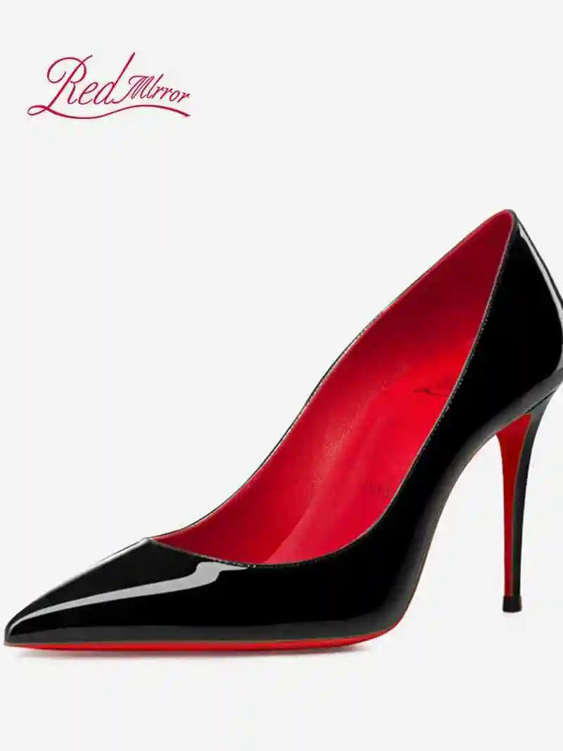 elegant woman heeled shoes 2024 trend luxury Brand Women High Heels Red Shiny Bottoms shallow Pumps Pointed Toe elegant Women 12cm