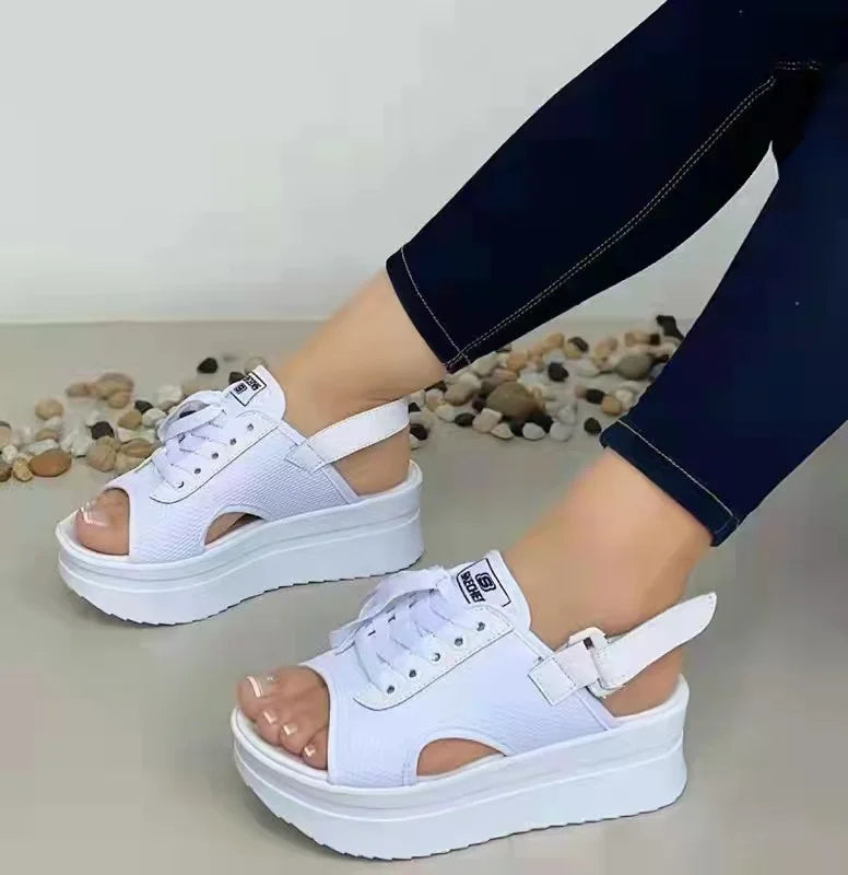 Damen-Platform-Sandalen 2025: Peep-Toe Slope-Heel - Casual Comfort Collection