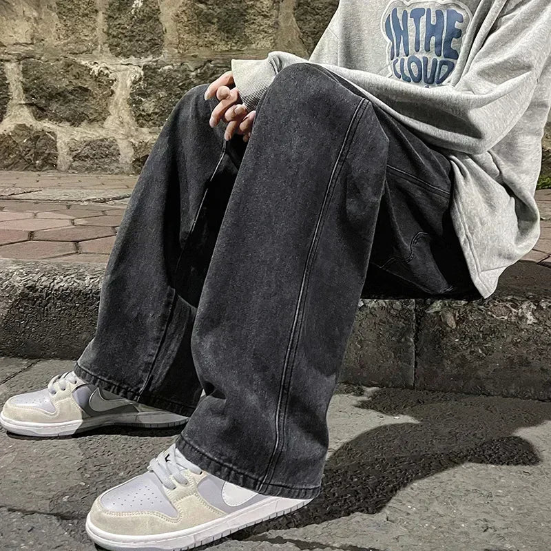 SHAN BAOC Loose Jeans Weit - Elastischer Bund Denims