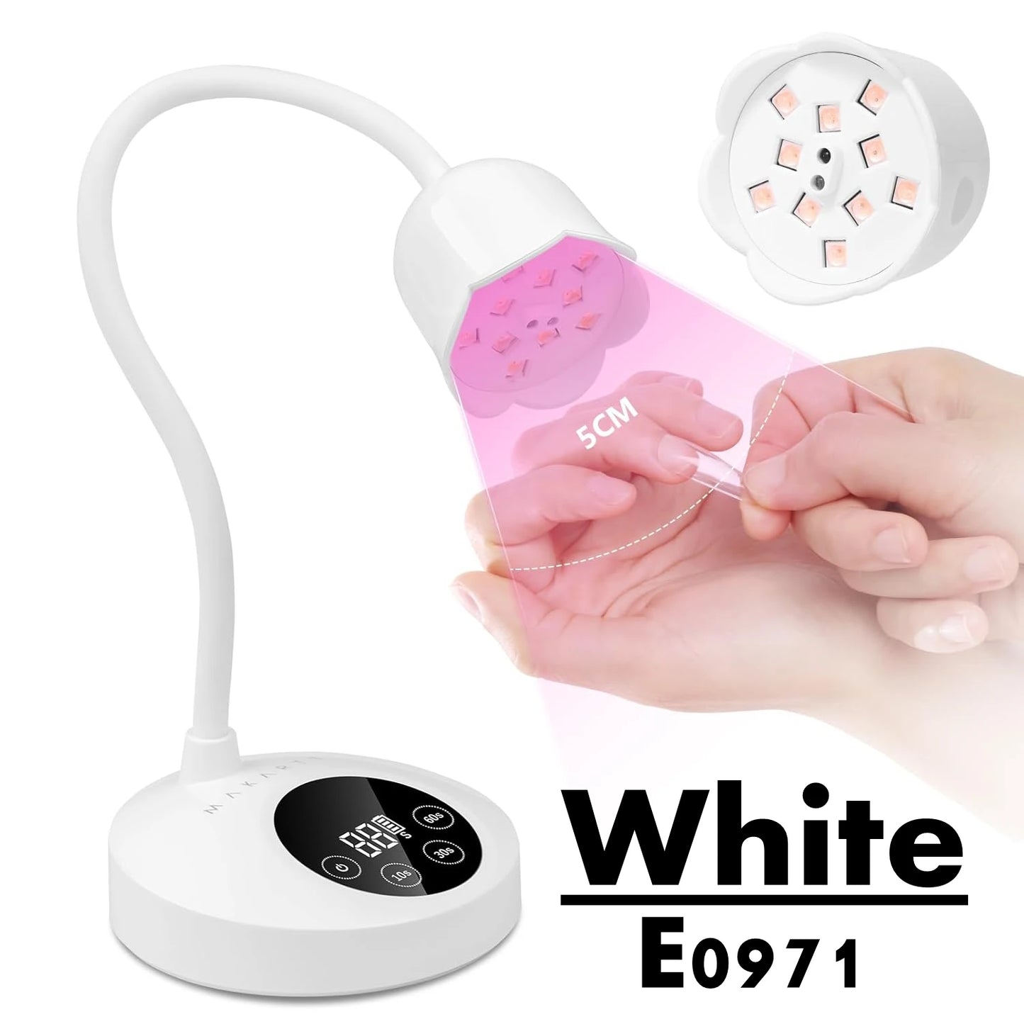 Lampă UV LED Makartt pentru unghii, reîncărcabilă, mini lumină UV pentru unghii cu gel, lampă UV cu gât de lebădă, 10W, Equitment Manichiură