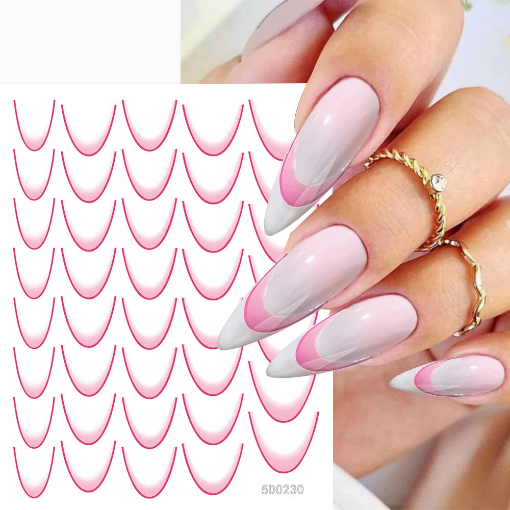 Set de autocolante MAFANAILS cu gradient francez - 14 piese 5D