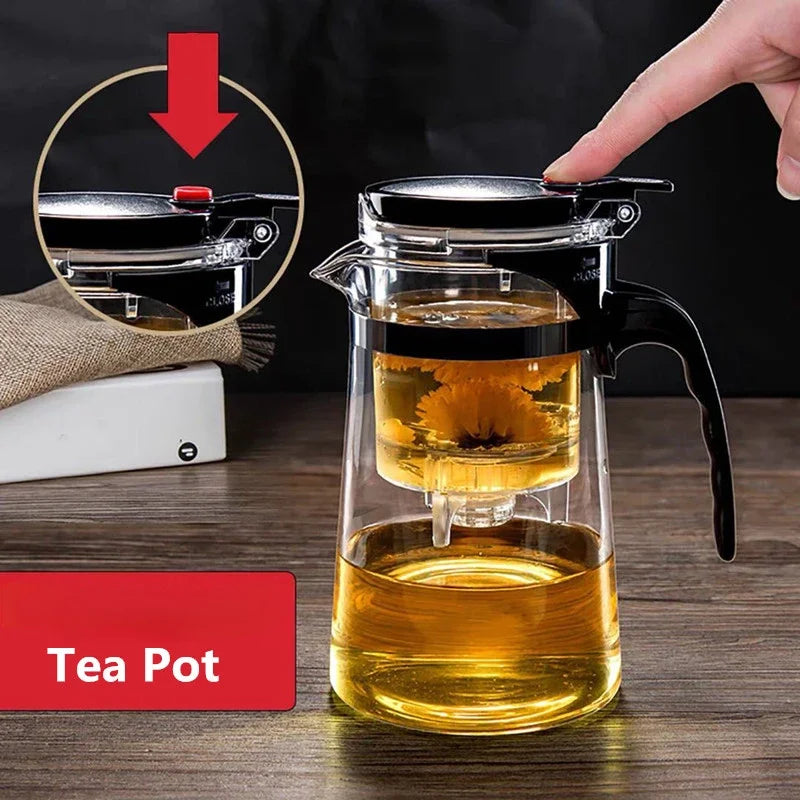 Tea Pots Heat Resistant Glass Tea Pot Tea Infuser Chinese Kung Fu Tea Set Kettle Coffee Glass Maker Convenient Office Tea Sets