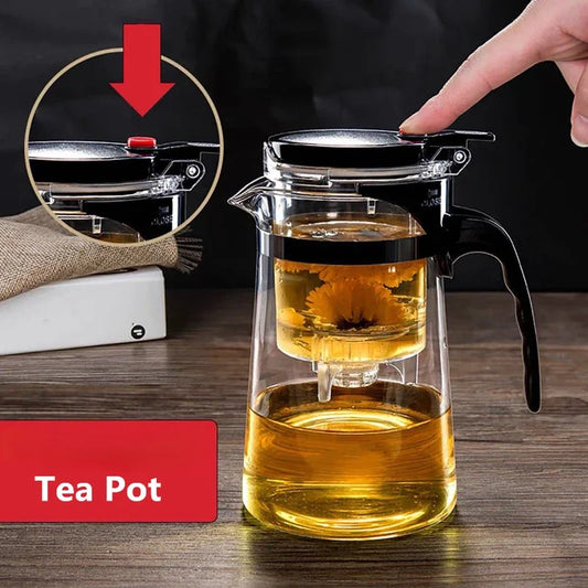 Tea Pots Heat Resistant Glass Tea Pot Tea Infuser Chinese Kung Fu Tea Set Kettle Coffee Glass Maker Convenient Office Tea Sets