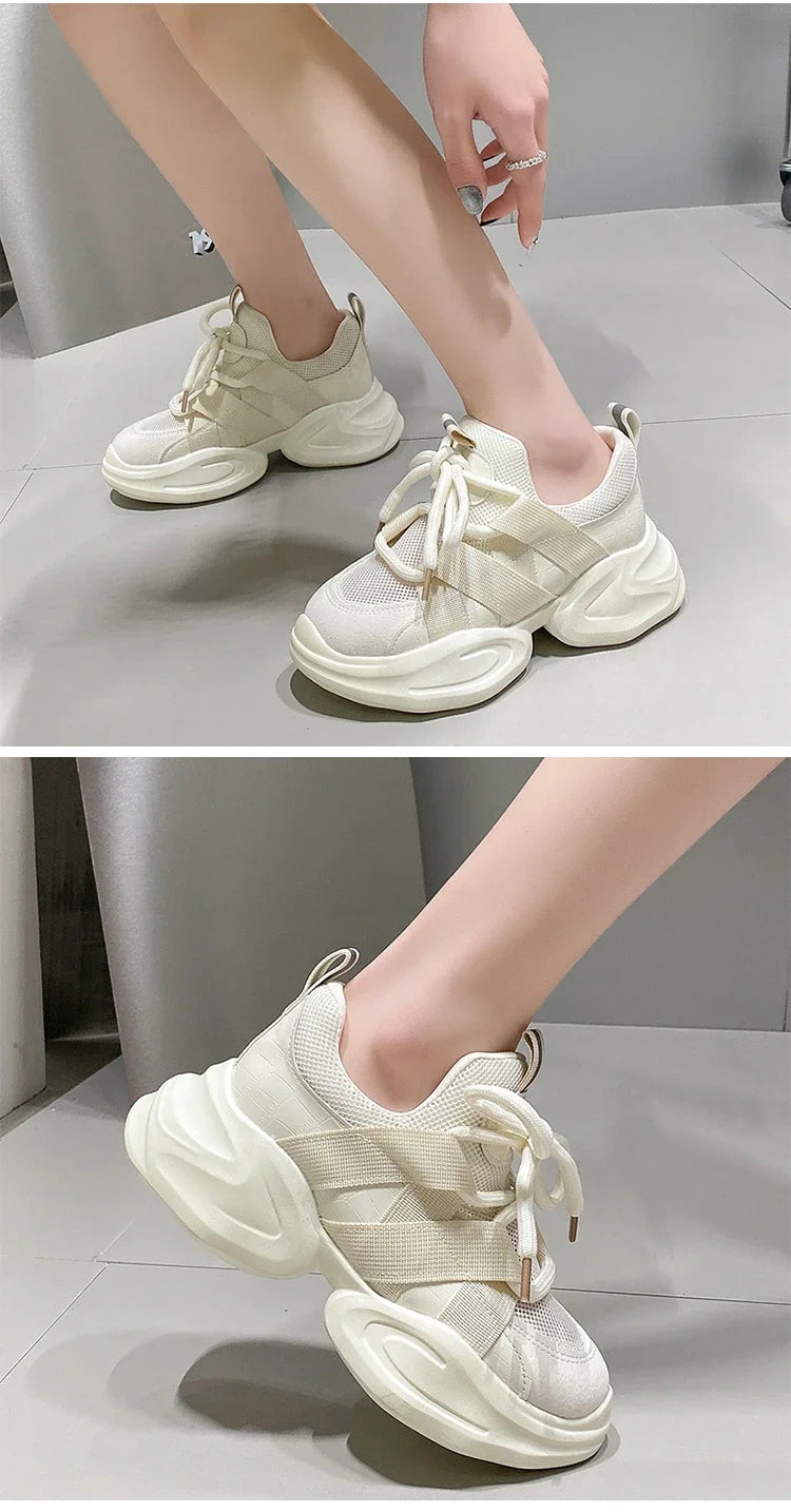 GXMGST Damen Sneaker Atmungsaktiv - PU Material, Flach