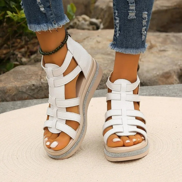 QWPYL Damen Sandale Mehrfachriemen - Dicke Sohle 3-5cm